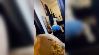 golden-haired brat shows off massive moist backside