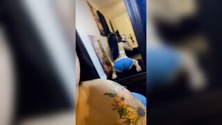 golden-haired brat shows off massive moist backside