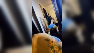 golden-haired brat shows off massive moist backside