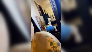 golden-haired brat shows off massive moist backside