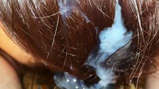This Natural Remedy Will Strengthen Your HAIR! Ejaculation on Hair. Brushing Cum Into Hair.