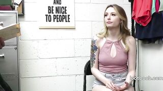 Female Officer and Guard Punish Blonde Shoplifter Caught With Toys