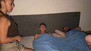 My stepdad introduces me to two of his friends, and we tear their throats apart with our giant rods. DEEPTHROAT AND PISSING