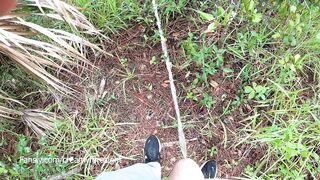 Taking a long piss outdoors during the time that hiking
