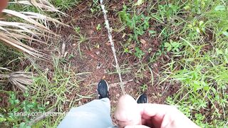 Taking a long piss outdoors during the time that hiking