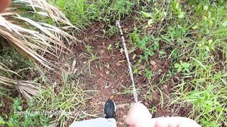 Taking a long piss outdoors during the time that hiking