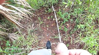 Taking a long piss outdoors during the time that hiking