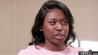 Ebony college teen step daughter needs to convince BBc step dad