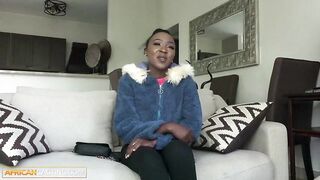 This modest EBONY 19YO church cutie took every drop of my CUM before she went home