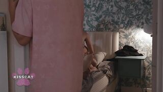 Don't Cum Inside Me! Husband Sneaks Into the Roommate's Room at Night - MrCat & Asandra Dewy