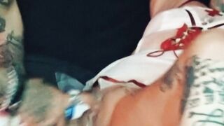 Sexy Tattoo Cutie Gets Deepthroat And Cumming