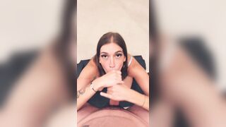 Julia gives one of her almost all precious blowjobs and gets fucked hard and rough with a fine facial at the end