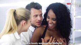 Curvy Ebony Moans as Golden-haired Films Herself Tongue-Banging Her Pussy