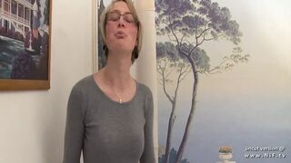 Glamorous big boobed french golden-haired analyzed n jizzed on breasts