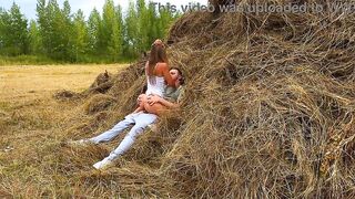 This hotty loves in a public place. Hayloft. Nature
