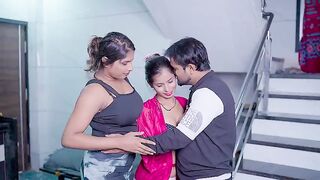 threesome sex, two lesbian gals and a stud