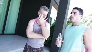 Lascivious Golden-haired Slut Screws a Step Dad and Step Son to collect the Rent - Cory Chase
