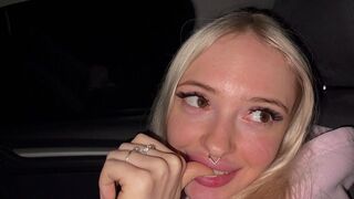 Enjoyable golden-haired on the highway. Sex in car