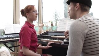 Outstanding small redhead student whore gets deep sodomized