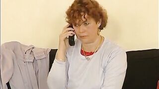 Mature talking over a phone