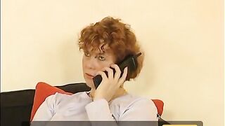 Mature talking over a phone