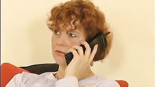 Mature talking over a phone