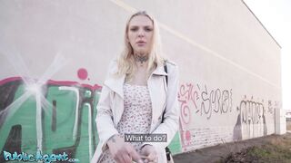 Not as shy as she looks POV oral sex outdoors with Polish golden-haired - Public Agent
