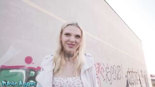 Not as shy as she looks POV oral sex outdoors with Polish golden-haired - Public Agent