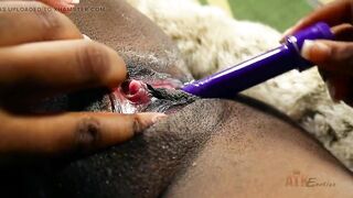 Ebony Babe, Rain G-Spot Dildo Works Snatch Into Creamy Hot Mess