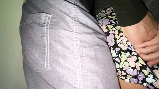 Risky! Big-assed Woman Touching a Stranger's Wang.