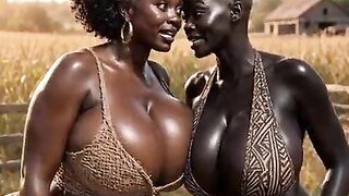 Black ebony horny lovely young african hawt nigerian teen raw sex screwed by an old elderly man in public farm village to pay her debt [AI Generated]