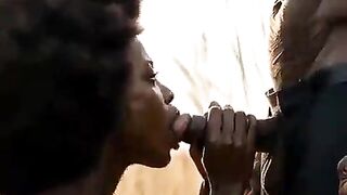 Black ebony horny lovely young african hawt nigerian teen raw sex screwed by an old elderly man in public farm village to pay her debt [AI Generated]