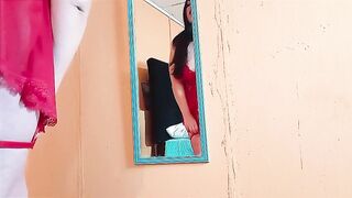 I caught my stepmom in red lingerie and screwed her; she has a great ass.
