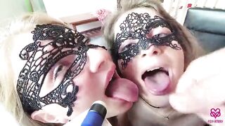 Double fellatio with 2 milf amateur