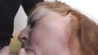 Bulky redhead woman fucked in a hot group-sex