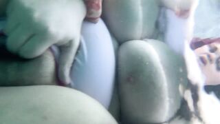 Concupiscent BBW MILF Masturbates In Public Pool