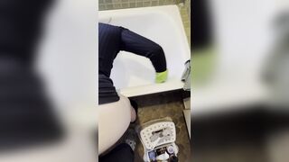 Big ass golden-haired free use wife surprised from behind while cleaning the bathtub