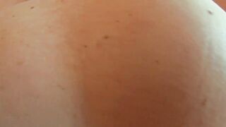 Massive jizz flow on tanned MILF's abdomen