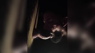 Giving head in the hair gloryhole