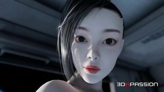 Zero-G temptation — A shemale hentai Kaelen plays with a brunette on a space orbital station