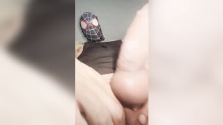 Hot amateur latino man in mask is jerking his big hard jock in this masturbation session teaser