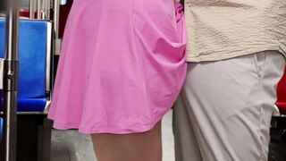 This playgirl Allowed This Stranger Dude To Ejaculate On Her Dress On Subway
