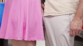 This playgirl Allowed This Stranger Dude To Ejaculate On Her Dress On Subway
