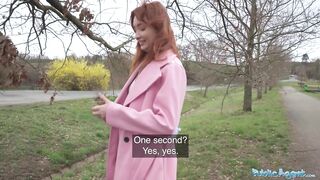 Redhead Student Takes the Money, the Deepthroat, and a Face Full of Cum - Public Agent