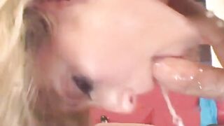 Cute Golden-haired Honey Smallow Cum After Hardcore Snatch Drilling Action