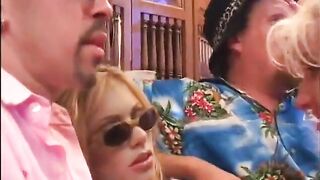 Porn star legend Ron Jeremy has two blondes sucking and screwing him at once