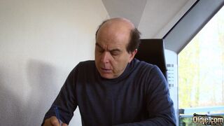 Teen vehement and sensual sex with grand-dad turns obscene and ends with cum