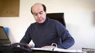 Teen vehement and sensual sex with grand-dad turns obscene and ends with cum