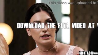 Kinky bride and sexy babe dropped to their knees and gave a blowjob before hardcore vagina fucking