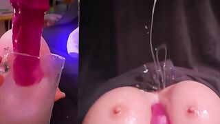 Octoberfest Sex toy Close Up Cum Glass Dunking Tit Slap Futa Dildo Slapping Cum Loads Giant Vibrator Ejaculation Bukkake Solo Gokkun Cum Collecting